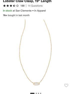 Kendra Scott Gold Chain Necklace with White Stone Pendant - Women Jewelry
